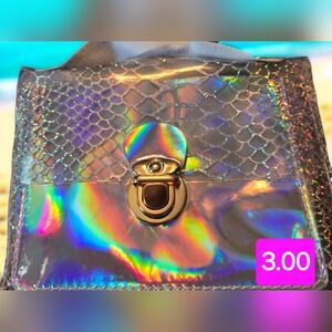 Silver holographic purse